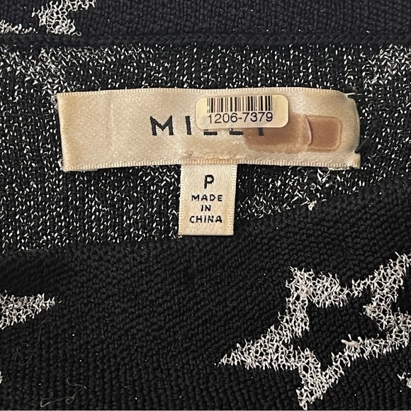 Milly Sweater XS Wool Knit Mock Neck Metallic Shooting Stars Print Celestial - Picture 6 of 7